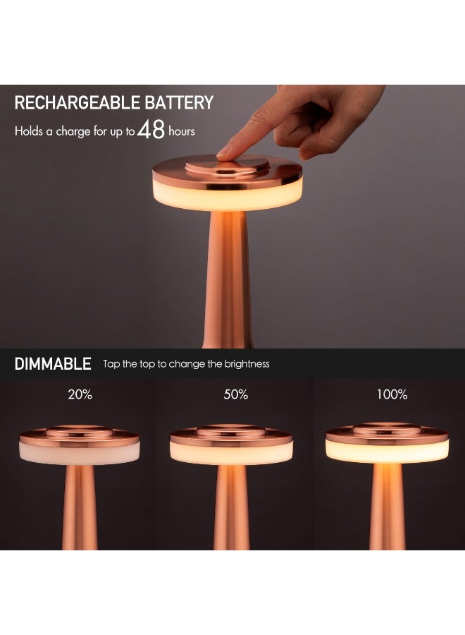 NIBEMINENT Portable LED Table Lamp with Touch Sensor, 3-Levels Brightness, Rechargeable Battery Up to 48 Hours Usage, Night Light for Kids Nursery, Nightstand Lamp, Bedside Lamp - Image 2